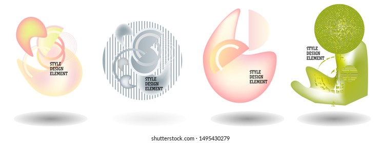 Set of abstract modern graphic elements. Dynamical colored forms and line. Gradient abstract banners with flowing liquid shapes. Template for the design of a logo, flyer or presentation. Vector.