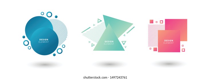 Set of abstract modern graphic elements. Dynamical colored forms and line. Gradient abstract banners with flowing liquid shapes. Template for the design of a logo, flyer or presentation. Vector.