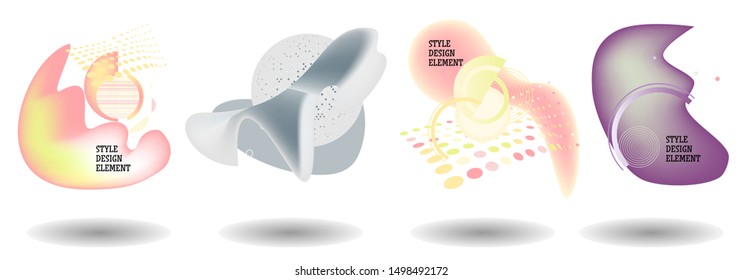 Set of abstract modern graphic elements. Dynamical colored forms and line. Gradient abstract banners with flowing liquid shapes. Template for the design of a logo, flyer or presentation. Vector.