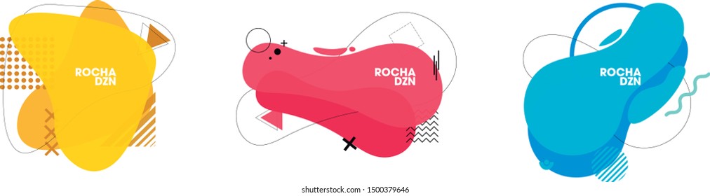 Set of abstract modern graphic elements. Dynamical colored forms and line. Gradient abstract banners with flowing liquid shapes. Template for the design of a logo, flyer or presentation. Vector.- Veto