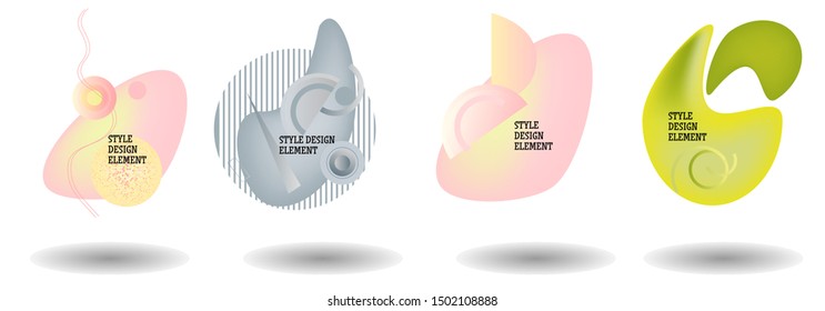 Set of abstract modern graphic elements. Dynamical colored forms and line. Gradient abstract banners with flowing liquid shapes. Template for the design of a logo, flyer or presentation. Vector.