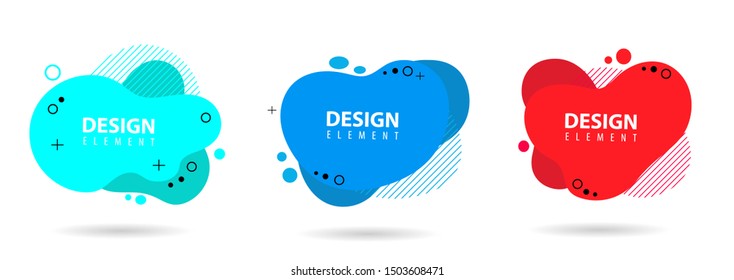 Set of abstract modern graphic elements. Dynamical colored forms and line. Gradient abstract banners with flowing liquid shapes. Template for the design of a logo, flyer or presentation. Vector.