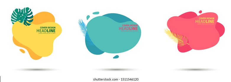 SET Abstract modern graphic elements. Dynamical colored forms and line. Gradient abstract banners with flowing liquid shapes. Template for the design of a logo, flyer or presentation. Vector.