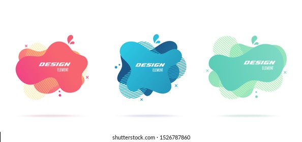Set of abstract Modern graphic elements with dynamical colored forms. Template for the design of a logo.Vector Illustration
