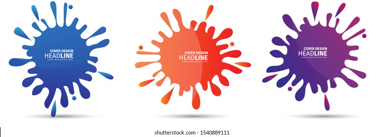 SET Abstract modern graphic elements. Dynamical colored forms and line. Gradient abstract banners with flowing liquid shapes. Template for the design of a logo, flyer or presentation. Vector.