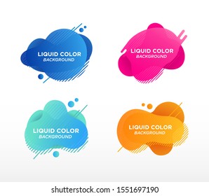 Set of abstract modern graphic elements. Flat geometric liquid form with gradient colors. Modern vector template, template for the design of a logo, flyer or presentation. - Vector