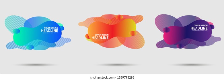 SET Abstract modern graphic elements. Dynamical colored forms and line. Gradient abstract banners with flowing liquid shapes. Template for the design of a logo, flyer or presentation. Vector.