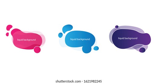 Set of abstract modern graphic elements. Dynamic color shapes and lines. Abstract gradient banners with flowing liquid shapes. Template for logo design, flyer or presentation. Vector.