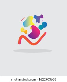 Set of abstract modern graphic elements. Dynamical colored forms and line.