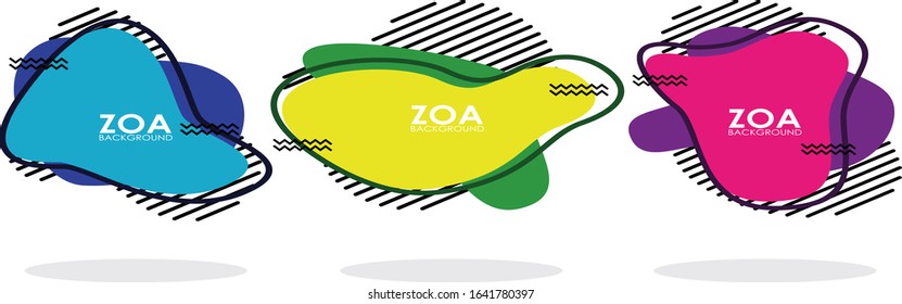 Set of abstract modern graphic elements. Dynamical colored forms and line. Gradient abstract banners with flowing liquid shapes. Template for the design of a logo, flyer or presentation. Eps 10