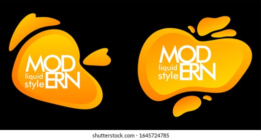 Set of abstract modern graphic elements. Dynamical bright luminous colored forms. Gradient abstract banners with flowing liquid shapes. Template for the design of a logo, flyer or presentation.