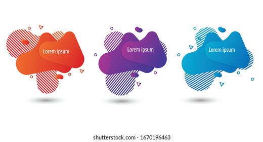 Set Of Abstract Modern Graphic Elements. Gradient Abstract Banners With Flowing Liquid Shapes.Template For The Design Of A Logo, Flyer Or Presentation. Vector.