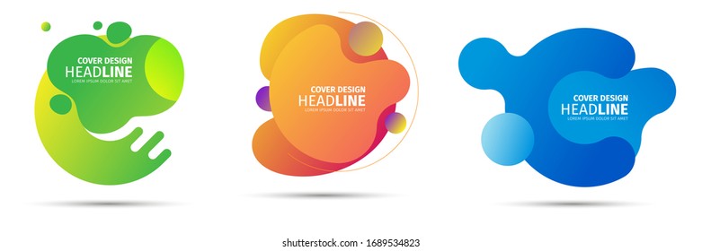 SET Abstract modern graphic elements. Dynamical colored forms and line. Gradient abstract banners with flowing liquid shapes. Template for the design of a logo, flyer or presentation. Vector.