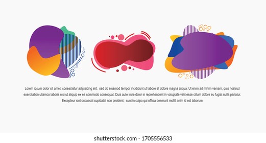 Set of abstract modern graphic elements. Dynamical colored forms and line. Gradient abstract banners with flowing liquid shapes. Template for the design of a logo, flyer or presentation. Vector.
