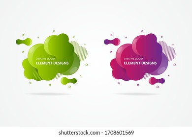 Set of abstract modern graphic elements. Dynamical colored forms and line. green and red gradient abstract banners with flowing liquid shapes. Template for the design of a flyer or presentation. 