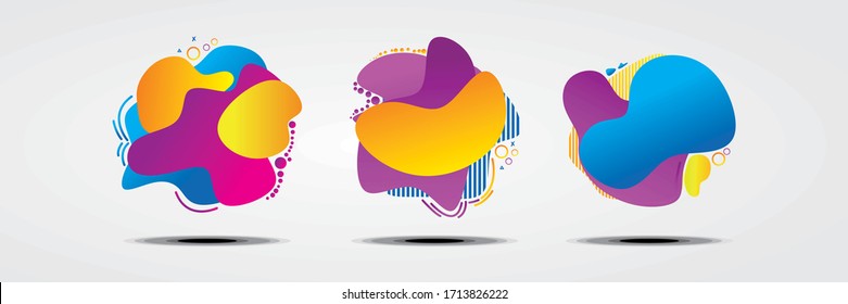 Set of abstract modern graphic elements. Dynamical colored forms and line. Gradient abstract banners with flowing liquid shapes. Template for the design of a logo, flyer or presentation. Vector