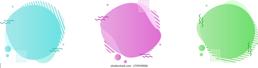 Set of abstract modern graphic elements. Dynamical colored forms and line. Gradient abstract banners with flowing liquid shapes. Template for the design of a logo, flyer or presentation. Vector.