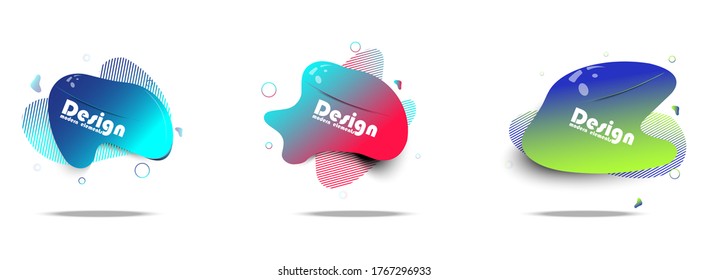 Set of abstract modern graphic elements. Dynamical colored forms and line. Gradient abstract banners with flowing liquid shapes. Template for the design of a logo.