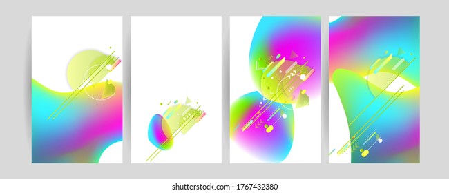 Set of abstract modern graphic elements background. Dynamical abstract banners with flowing liquid shapes. Template for the design flyer or presentation. Stock Vector