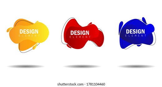 Set of abstract modern graphic elements. Dynamical colored forms and line. Gradient abstract banners with flowing liquid shapes. Template for the design of a logo, flyer or presentation. Vector.
