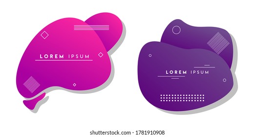 Set of abstract modern graphic elements. Gradient abstract banners with flowing liquid shapes. 