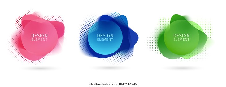 Set of abstract modern graphic elements. Dynamical colored forms and line. Gradient abstract banners with flowing liquid shapes. Template for the design of a logo, flyer or presentation. Vector