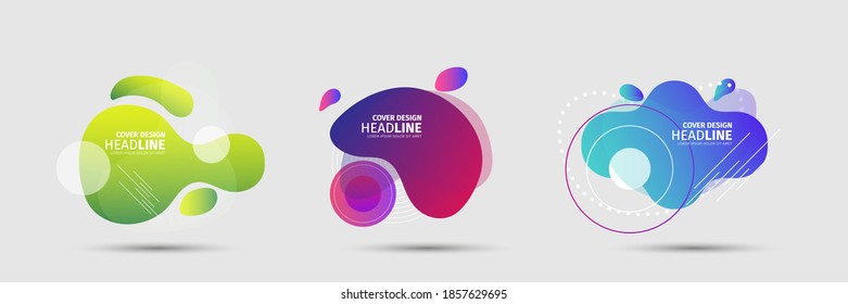 SET Abstract modern graphic elements. Dynamical colored forms and line. Gradient abstract banners with flowing liquid shapes. Template for the design of a logo, flyer or presentation. Vector.
