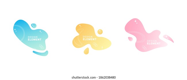 Set of abstract modern graphic elements. Dynamical colored forms and line. Gradient abstract banners with flowing liquid shapes. Template for the design of a flyer or presentation. Vector Eps.