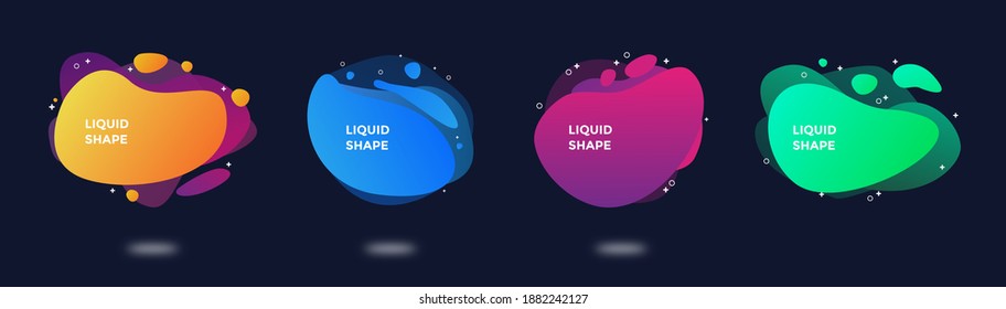 Set of abstract modern graphic elements. Gradient abstract banners with flowing liquid shapes. Template for the design of a logo, flyer or presentation.