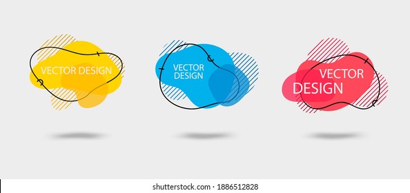 Set of abstract modern graphic elements. Dynamical colored forms and line. Gradient abstract banners with flowing liquid shapes. Template for the design of a logo, flyer or presentation. Vector.