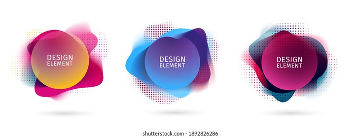 Set of abstract modern graphic elements. Dynamical colored forms and line. Gradient abstract banners with flowing liquid shapes. Template for the design of a logo, flyer or presentation. Vector