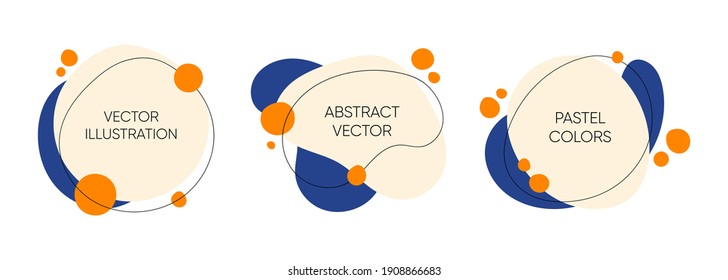 Set of abstract modern graphic elements with dynamical colored liquid forms and lines. Templates for the design of a logo, flyer or presentation.