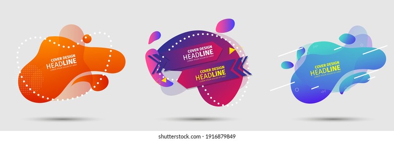 SET Abstract modern graphic elements. Dynamical colored forms and line. Gradient abstract banners with flowing liquid shapes. Template for the design of a logo, flyer or presentation. Vector.