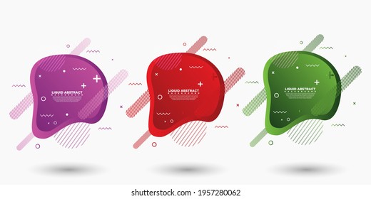 Set of abstract modern graphic elements. Shapes and lines and dynamic colored gradations. Gradient abstract banner with flowing fluid shapes. Templates for logo design or presentations. Vector Design