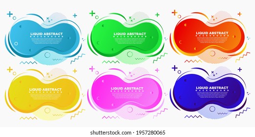 Set of abstract modern graphic elements. Shapes and lines and dynamic colored gradations. Gradient abstract banner with flowing fluid shapes. Templates for logo design or presentations. Vector Design