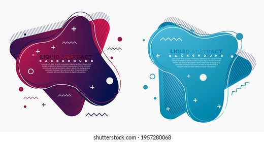 Set of abstract modern graphic elements. Shapes and lines and dynamic colored gradations. Gradient abstract banner with flowing fluid shapes. Templates for logo design or presentations. Vector Design