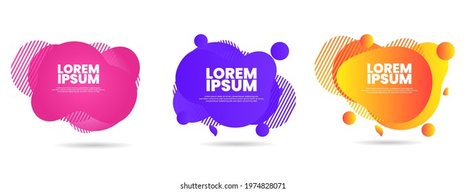 Set of abstract modern graphic elements. Dynamical colored forms and line. Gradient abstract banners with flowing liquid shapes.