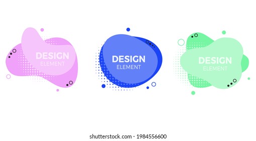 Set of Abstract Modern Graphic Elements. Set of Liquid Gradient Shapes and Banners.