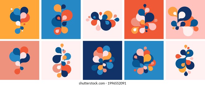 Set of abstract modern graphic elements and forms. Abstract banners with flowing liquid shapes