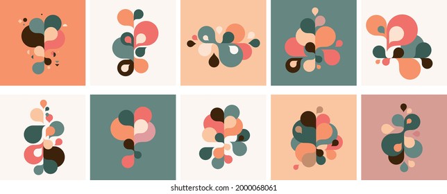 Set of abstract modern graphic elements and forms. Abstract banners with flowing liquid shapes