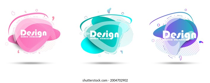 Set of abstract modern graphic elements. Dynamical colored forms and line. Template for the design of a logo, flyer or presentation. 