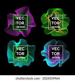 Set of abstract modern graphic elements. Colored dynamic waves. Vector illustration