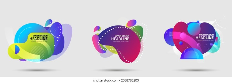 SET Abstract modern graphic elements. Dynamical colored forms and line. Gradient abstract banners with flowing liquid shapes. Template for the design of a logo, flyer or presentation. Vector.