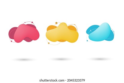 Set of abstract modern graphic elements. Dynamical blue forms and line. Gradient abstract banners with flowing liquid shapes. Template for the design of a logo, flyer or presentation. Vector.