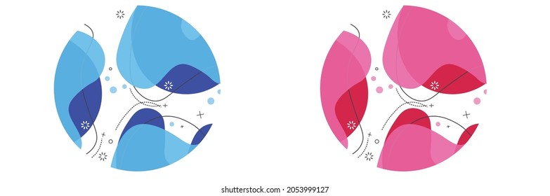 Set of abstract modern graphic elements. Dynamical colored forms and line. Gradient abstract banners with flowing liquid shapes. Template for the design of a logo, flyer or presentation. Vector.