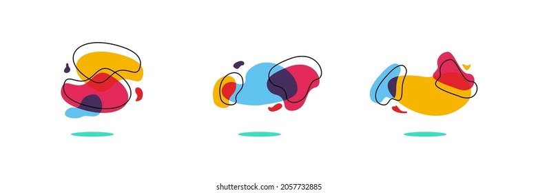Set of abstract modern graphic elements. Dynamic colored shapes and lines. Abstract banner of flowing liquid form. Template for logo, flyer or presentation design. Vector