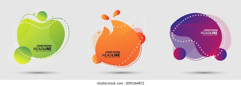 SET Abstract modern graphic elements. Dynamical colored forms and line. Gradient abstract banners with flowing liquid shapes. Template for the design of a logo, flyer or presentation. Vector.