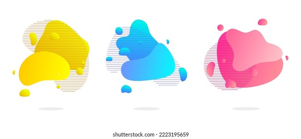 Conjunto de elementos gráficos abstractos modernos. Formas y líneas de color dinámico. Banner abstracto degradado con formas líquidas fluidas. Plantilla para el diseño, volante o presentación del logotipo. Vector.