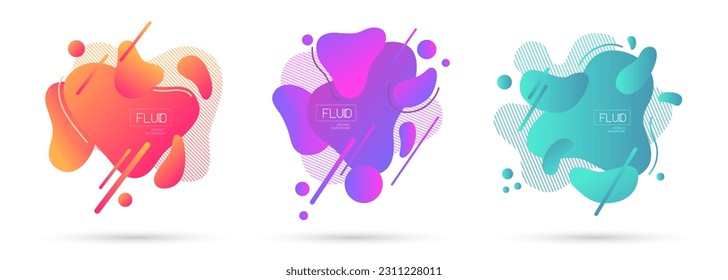 Set of abstract modern graphic elements.  Fluid abstract geometric background. Dynamic colorful forms