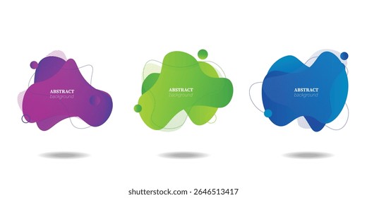 Set of abstract modern graphic elements. Dynamical colored forms and line. Gradient abstract banners with flowing liquid shapes. Template for the design of a logo, flyer or presentation. Vector
